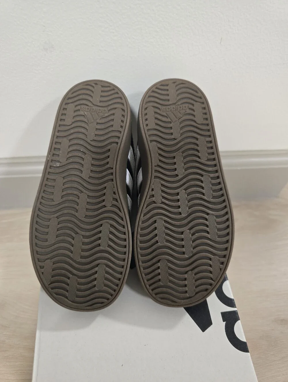 adidas Kids Black and White Velcro Sneakers